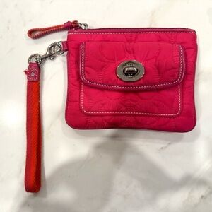 COACH Hot Pink Quilted Wristlet